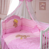 Детское постельное белье для девочек малышей из хлопка Мишка-Царь - Фото №1