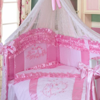 Детское постельное белье для девочек малышей из хлопка Птенчики - Фото №1
